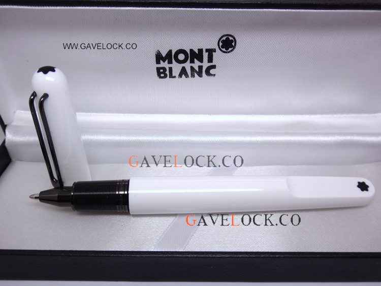 Fake Mont Blanc M White & Black Rollerball Pen - Mont Blanc M Marc Newson